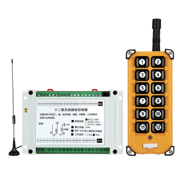 DC12V-48V 12CH Wireless Remote Control LED Light Control Switch Relay Output Radio RF Transmitter 315/433 MHz Receiver