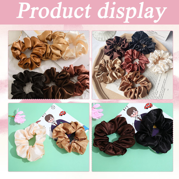 6 kpl Scrunchies -hiuslenkkejä naisille ja tytöille, satiiniset hiuslenkit paksuille hiuksille, suuret scrunchies-hiuslenkit pehmeät ja silkkiset scrunchies-poninhäntäpidikkeet [qb]