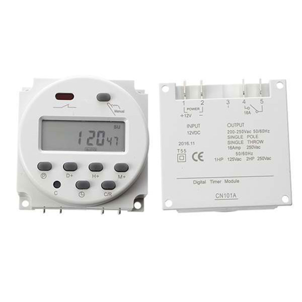 CN101A 16A Mikrocomputer Timer 110V/220V/24V/12V LCD Display Strøm Programmerbar Digital til Tidsafbryderrelæ Holdbar