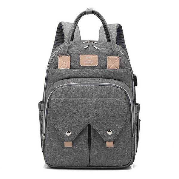 Maternity Bag Skötväska USB Laddning Axelväska Ryggsäck Multifunktionell Stor Kapacitet Bärbar Axelväska Ryggsäck grey