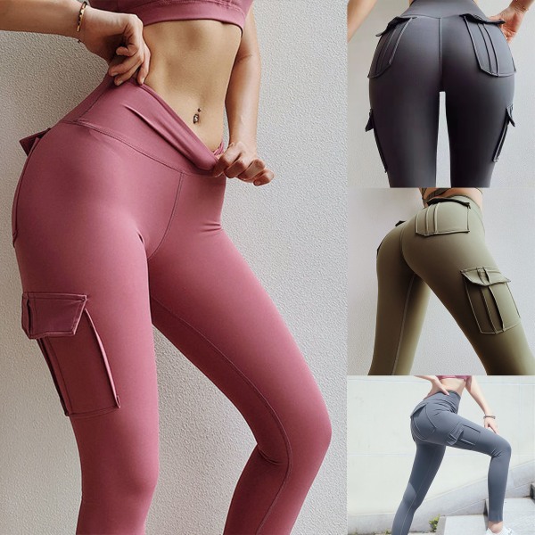 Kvinnors Fitness Hög Midja Rumpa Lyftande Sport Leggings Svart black l