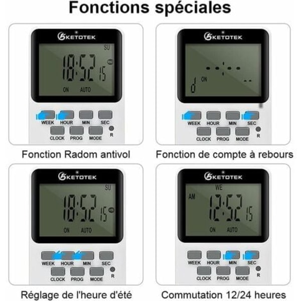 Plug-in digital timer socket 16A 3600W LCD-skjerm 20 grupper på/av Programmerbar timer 24 timer 7 dager AC220V Energisparende