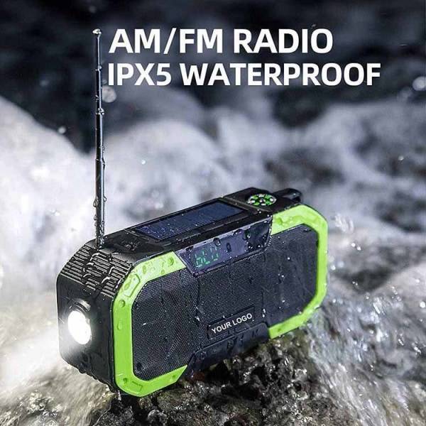 Boom Crank Radio 5000mAh Powerbank Bluetooth-kaiutin Valo