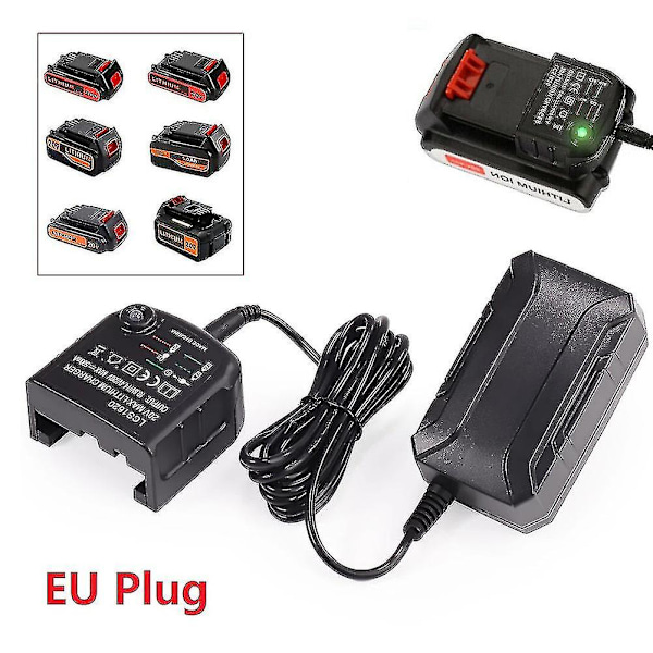 10.8V 14.4V 20V För Black&decker Li-ion Batteriladdare Ersättning Elektrisk Borr Skruvdragare Elverktyg Batteri EU-kontakt Lbx20