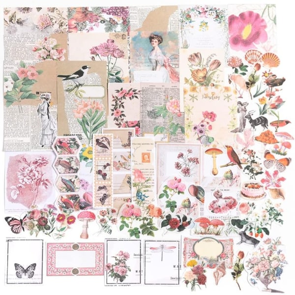 Vintage pappersblomster klistermärken Washi klistermärken