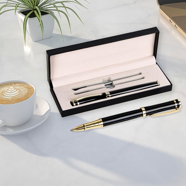 Kuglepen med gaveæske, luksus skrivepen med 2 ekstra sorte blækpatroner Executive Pens Stregbredde 0,5 mm Business Pen Fancy Pen sæt