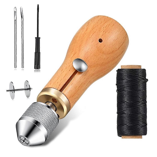 Lærsøm-hullsett Håndverktøy Håndsømmaskin Kjedesting Trådnåler Sett DIY Skomaker