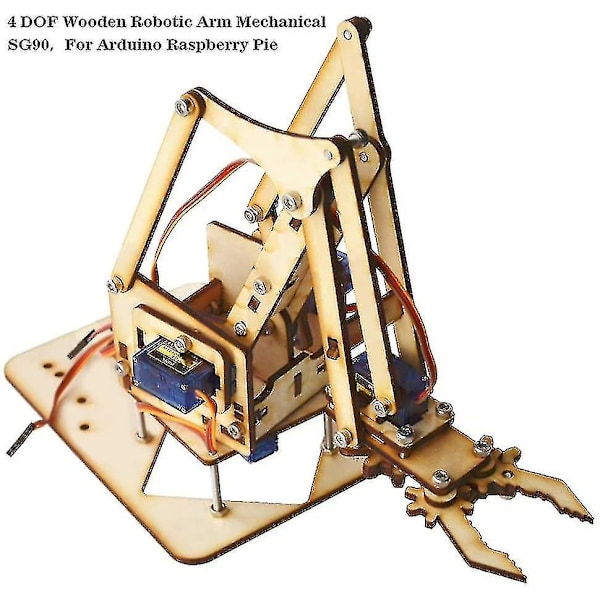 Caraele Robot Arm Kit, Raspberry Pi Snam1500 4 Dof Træ Robot Mekanisk Arm Sg90 Servo Til Arduino DIY Robot Arm