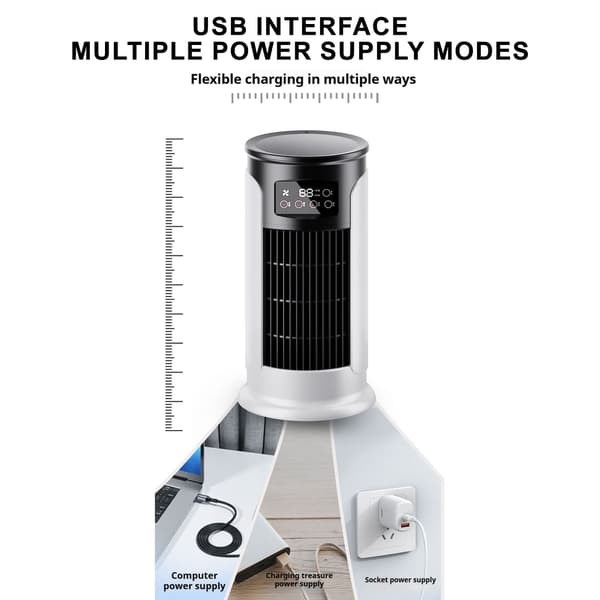 3-i-1 Mini Air Conditioner Fan, Table Fan with Humidifier and Ice Mist, USB, Quiet Cooling