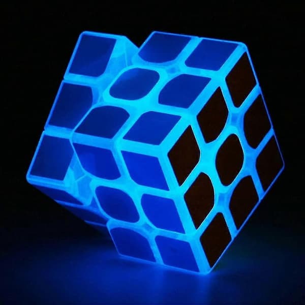 Blå Lysende Speed Cube 3x3x3 Selvlysende Magisk Terning Puslespil Legetøj - -(h)