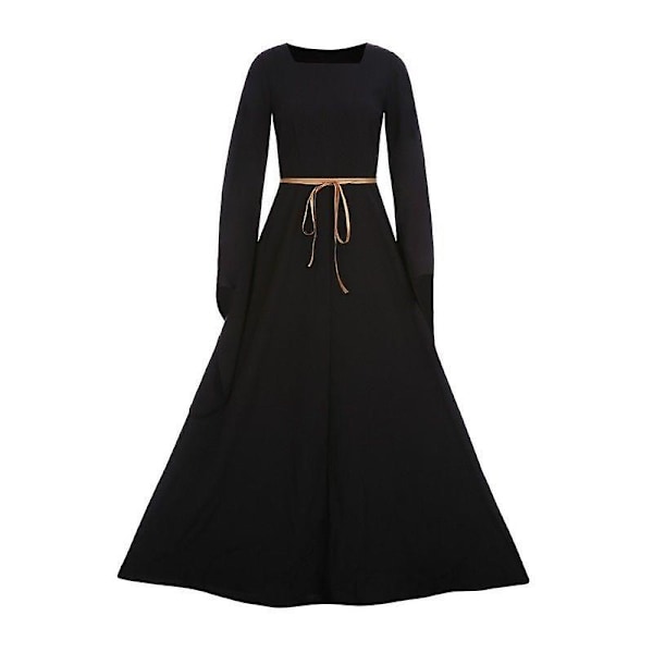 Naisten Victorian Renessanssin Keskiajan Pitkä Mekko Halloween Goottilainen Noitaasu Asu Musta Black S