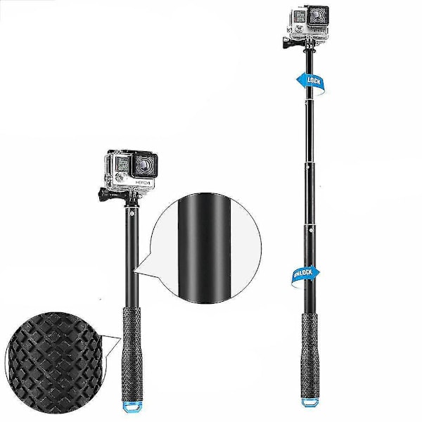 36\" Selfie-pinne håndgrep forlengelsesstang for Gopro Hero/Session 9 8 7 6 5 4 3+