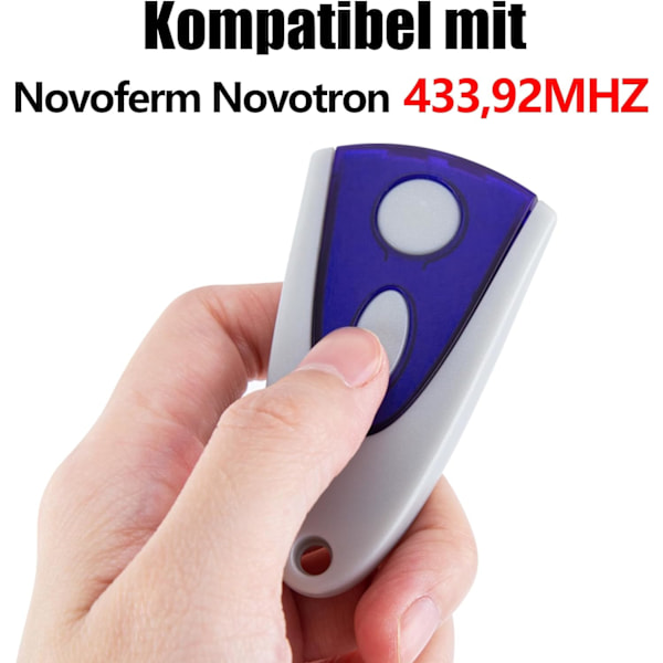 433,92 MHz fjernbetjening til garageportåbner, kompatibel med Novoferm MCHS43-2, MTR43-2, MNHS433