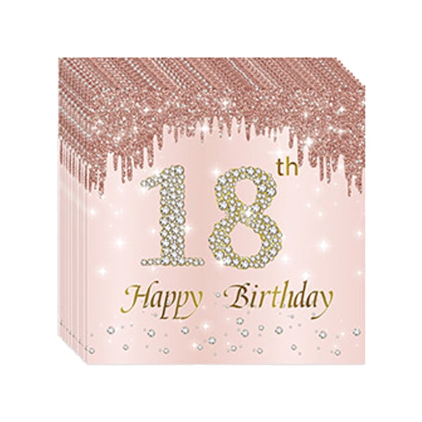 20 stk. rosegull party 18-årsdag papirservietter[qb]