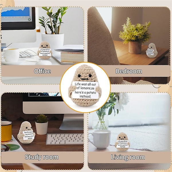 Mini rolig positiv livspotais, 3\" intressant stickad ullpotatis gör livspotais Life Potato 1Pc