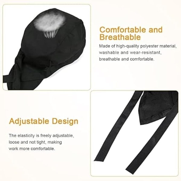 4 stk. Kokkehat i polycotton, 2 stilarter, justerbar, bomuld, madlavningshat