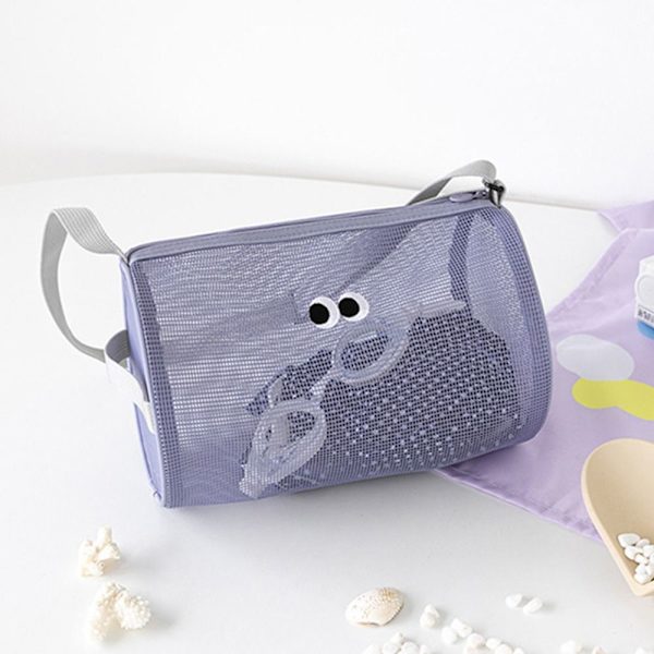 Strandväska i mesh, necessär, lila purple