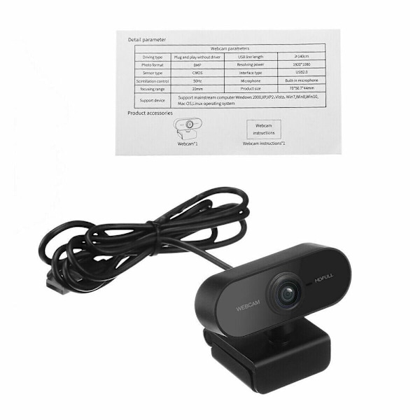 USB HD-webkamera Innebygd mikrofon Smart 30fps webkamera
