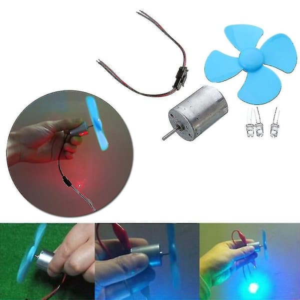 DIY-sæt 6-9v vindmølle mikromotor/ mini blå bladpadle/ dioder/ kabler