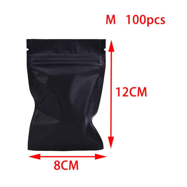 100 stk matte sorte varme selvforseglende poser Gjenlukkbar glidelås Packa M M
