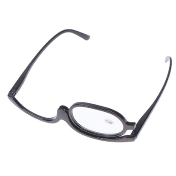 Enkelsidiga sminkglasögon för kvinnor, hopfällbara, vridbara sminkglasögon för kvinnor, sminkverktyg, svart front black frame glasses power 350