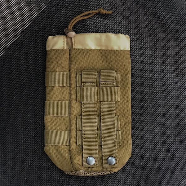 Taktisk Molle Vattenflaska Väska Militär Utomhus Camping Vandring Dragsko Vattenflaska Hållare Multifunktionell Flaska Väska Khaki with strap