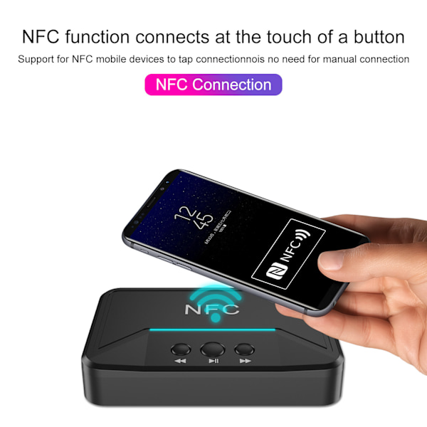 NFC5.0 Bluetooth-mottaker 3,5 mm Bluetooth-lydmottaker datamaskin