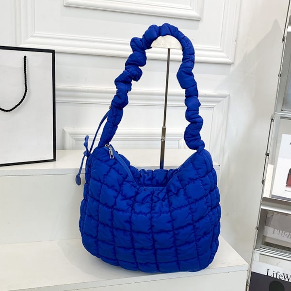 Women's Quilted Tote Bag Puffer Tote Bag DARK BLUE