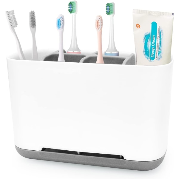 Tandborsthållare (grå), tandborsthållare i plast för badrum,