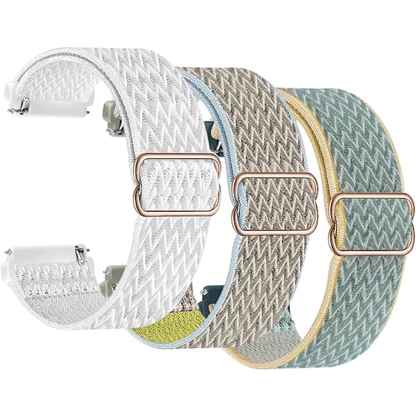 3 bølgeformede nylon integrerte stropper (hvit, blå, kamel), passer til Apple Watch 42/44/45/49mm stropp, utskiftbar stropp