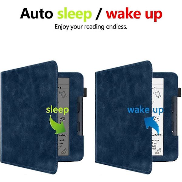 Stativfodral för 7\" Kobo Libra Colour (2024), Premium PU Läder Stativskydd med Handrem och Auto[qb] Brown