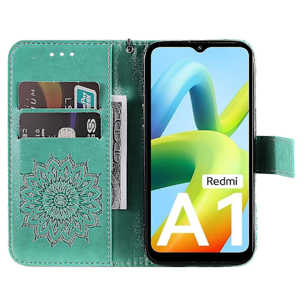 For Xiaomi Redmi A1 4G/A2 4G ripebestandig telefonstativ deksel solsikke PU telefondeksel