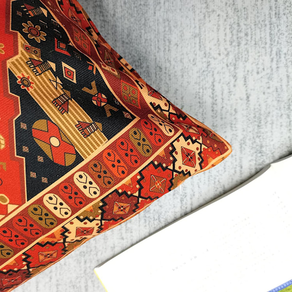 Set med 4 Kuddfodral 45cm x 45cm Geometrisk Persisk Heminredning Orientalisk Utomhuskudde Soffa Kuddfodral Färgglad Röd Tribal Kudde