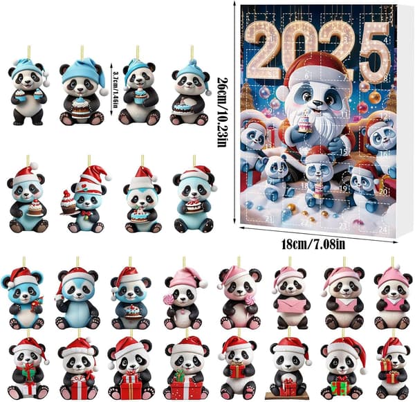 Julekalender 2025 (24 dage) - Panda design, akrylmateriale[BT]
