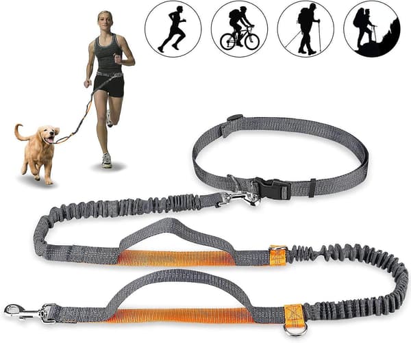 Håndfri Hundeleash, Justerbar Elastisk Jogging Leash med Reflekterende Syninger til Hunde Op til 110 kg