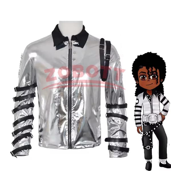 Michael Jackson Bad Tour Silver Metallic Jacka Retro Rock Scenframträdande Kappa Jacket XL