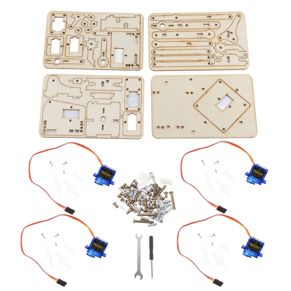 4 DOF Trä Robot Mekanisk Arm sg90 Servo för Arduino Raspberry Pi SNAM1500