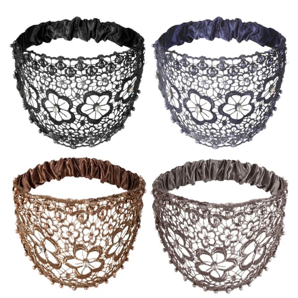 4 stycken spetsdiadem för kvinnor, breda blommiga pärlspetsar, elastiska diadem, håraccessoarer för kvinnor, mode