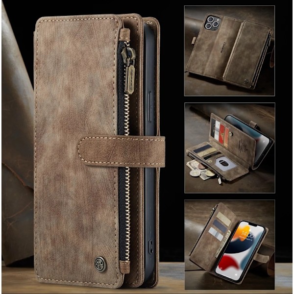 caseme c30 med 10 kortholder til iphone 14 brun brun brown