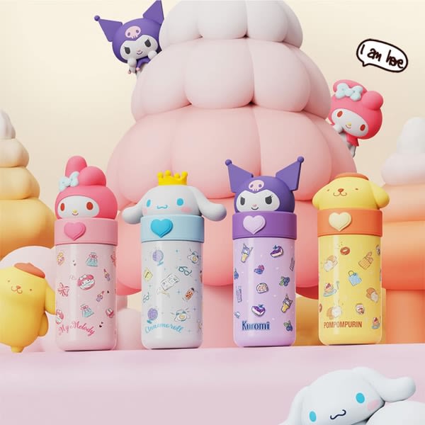 Sanrio Pom Pom Purin rustfrit stål isoleret vandflaske 350 ml Kuromi