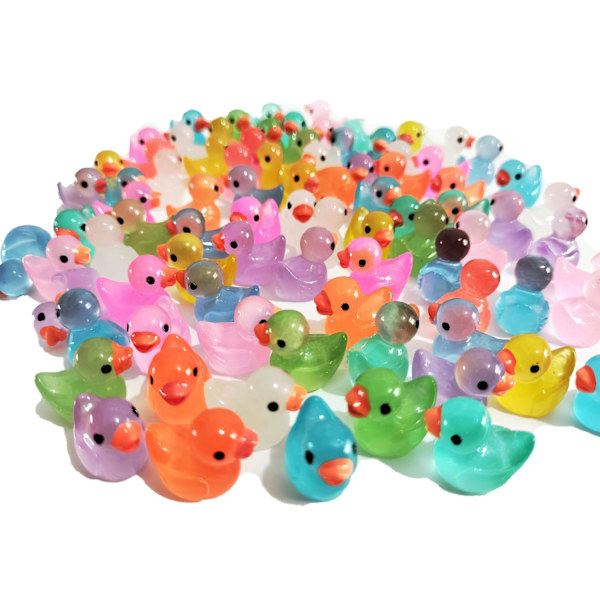 60 stk. Mini Resin Ænder - Lysende Små Ænder til DIY Have, Dukkehus Tilbehør, Glød i Mørket, Mikro Landskab Dekoration 60pcsx10kind