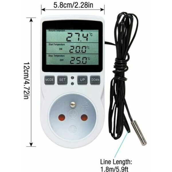 Termostatkontakt, digital timerkontakt, digital programmerbar kontakt med sensor, programmerbar digital timer, oppvarming Th