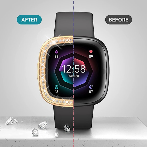 5-pack fodral kompatibelt med Fitbit Versa 4/ Sense 2, mjukt Tpu-skydd med glitterdiamanter