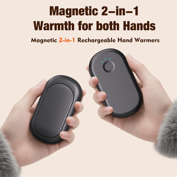 Magnetisk Split Håndvarmer | Mini USB Genopladelig 2000mAh *Mørk lilla* Dark purple