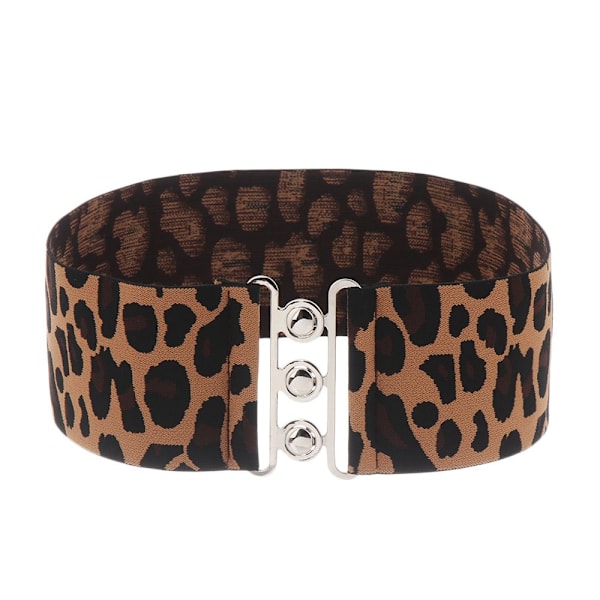 Brett elastiskt bälte Metallspänne Midjeband TRYCK leopard print