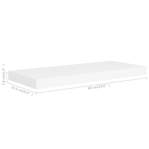 vidaXL Flytende Vegghylle Hvit 60x23,5x3,8 cm MDF Vit white