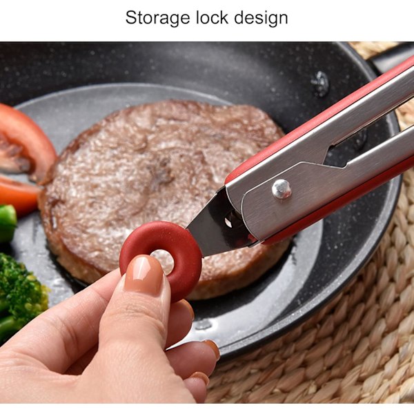 Steak-tång, rostfritt stål och silikontång, köksbar