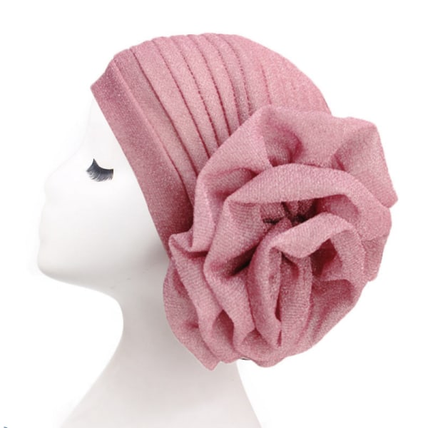 Kvinnors mode ljusa siden stora blomma turban hatt retro turban Pink
