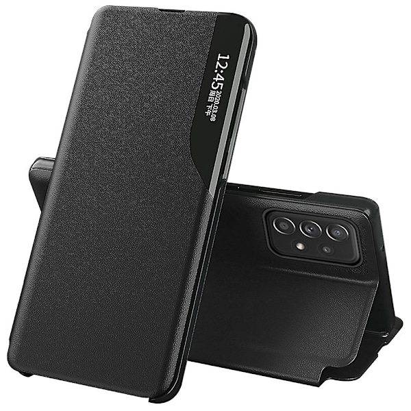 Fodral för Samsung Galaxy A53 5g Fönster Magnetisk Automatisk Stängning Anti-fall PU Läder Flip Folio Black