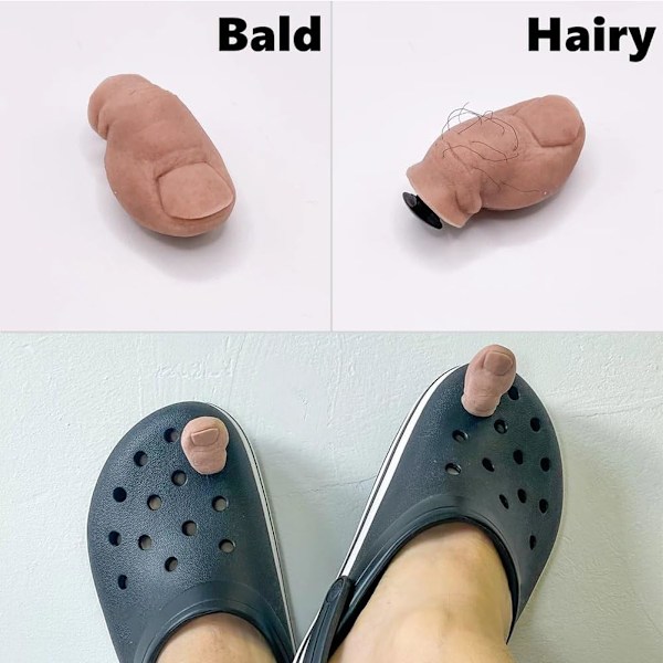 Unika 3D-stora tå-Croc-berlocker med håriga detaljer - Rolig DIY-skodekoration för kreativitet 3 st 3 pcs hairless